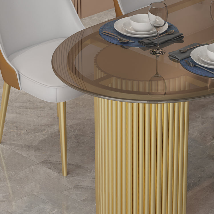 Moderner Esstisch Oval Doppelpodest Esstisch für Zuhause