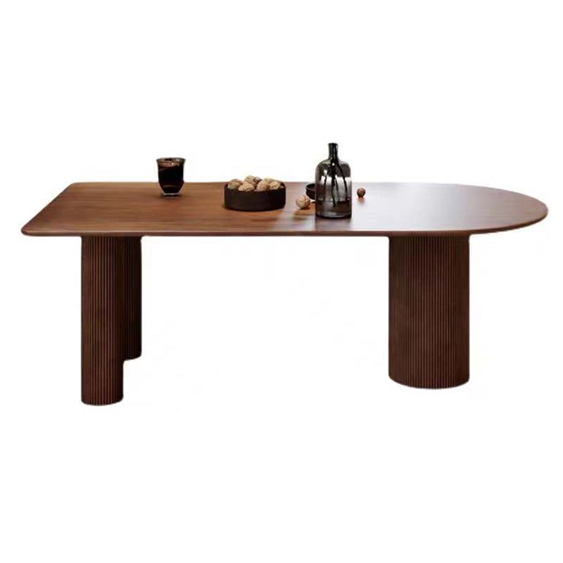 Table de salle à manger en bois massif de forme libre, table de dinette moderne avec 3 pieds