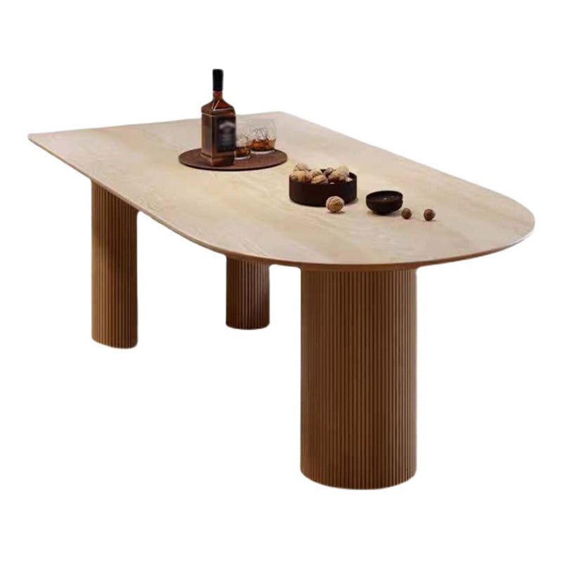 Table de salle à manger en bois massif de forme libre, table de dinette moderne avec 3 pieds