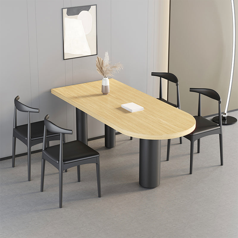 Table en bois irrégulière pour restaurant Table à manger moderne avec 3 pieds