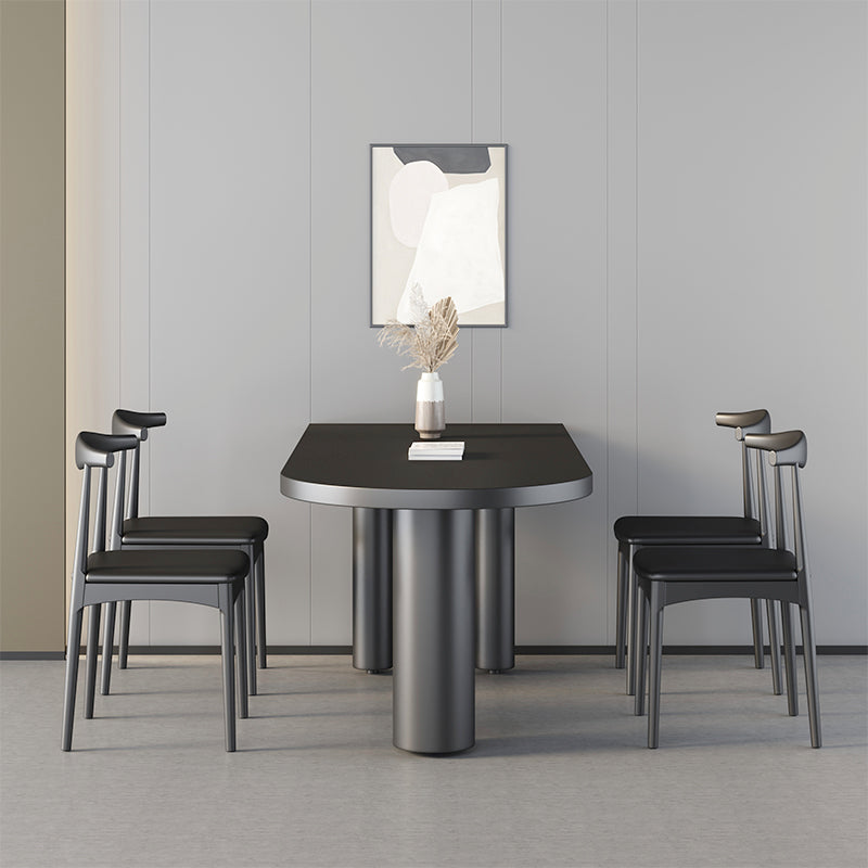 Table en bois irrégulière pour restaurant Table à manger moderne avec 3 pieds