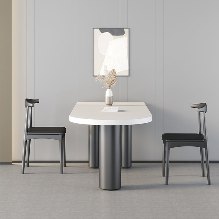 Table en bois irrégulière pour restaurant Table à manger moderne avec 3 pieds