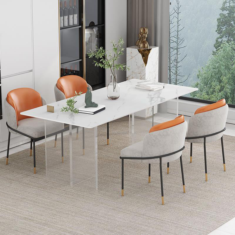 Mesa de comedor de estilo moderno Mesa de doble pedestal de piedra sinterizada para la cocina