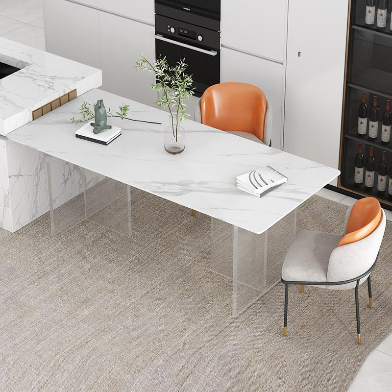 Mesa de comedor de estilo moderno Mesa de doble pedestal de piedra sinterizada para la cocina