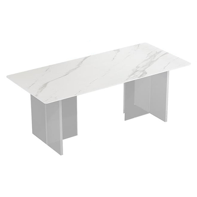 Mesa de comedor de estilo moderno Mesa de doble pedestal de piedra sinterizada para la cocina