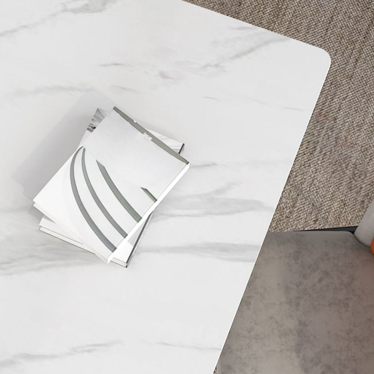 Mesa de comedor de estilo moderno Mesa de doble pedestal de piedra sinterizada para la cocina