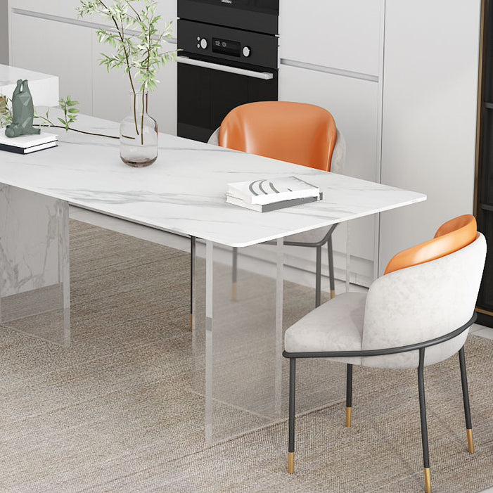 Mesa de comedor de estilo moderno Mesa de doble pedestal de piedra sinterizada para la cocina