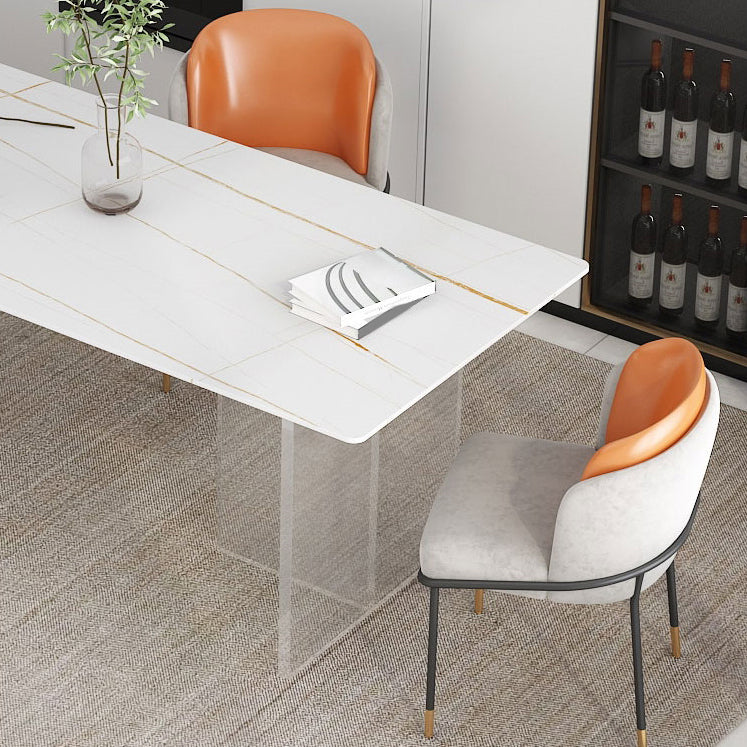 Mesa de comedor de estilo moderno Mesa de doble pedestal de piedra sinterizada para la cocina