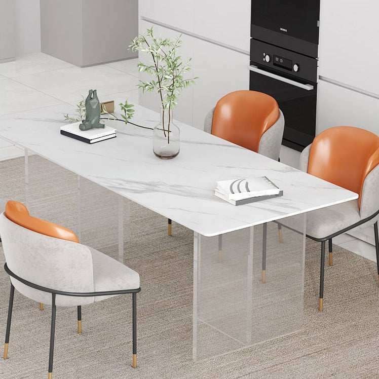 Mesa de comedor de estilo moderno Mesa de doble pedestal de piedra sinterizada para la cocina