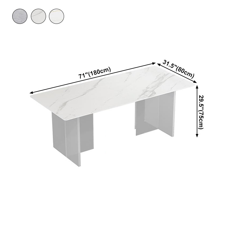 Mesa de comedor de estilo moderno Mesa de doble pedestal de piedra sinterizada para la cocina
