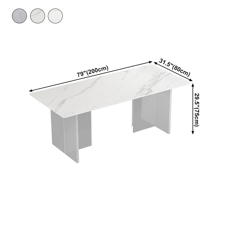 Mesa de comedor de estilo moderno Mesa de doble pedestal de piedra sinterizada para la cocina