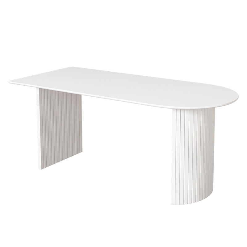 Modern Style White Dining Table Wood Dining Table with Double Pedestal Base