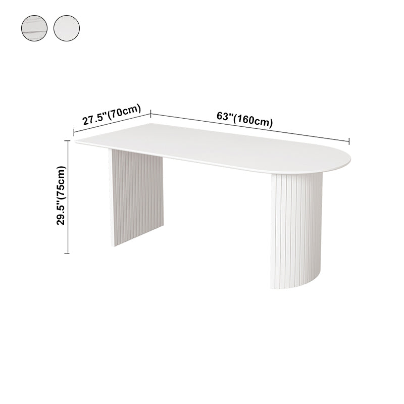 Modern Style White Dining Table Wood Dining Table with Double Pedestal Base