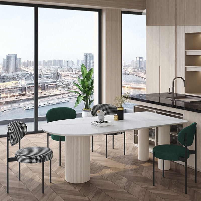 Sintered Stone Top Modern White Table for Restaurant Irregular Dining Table with 3 Legs