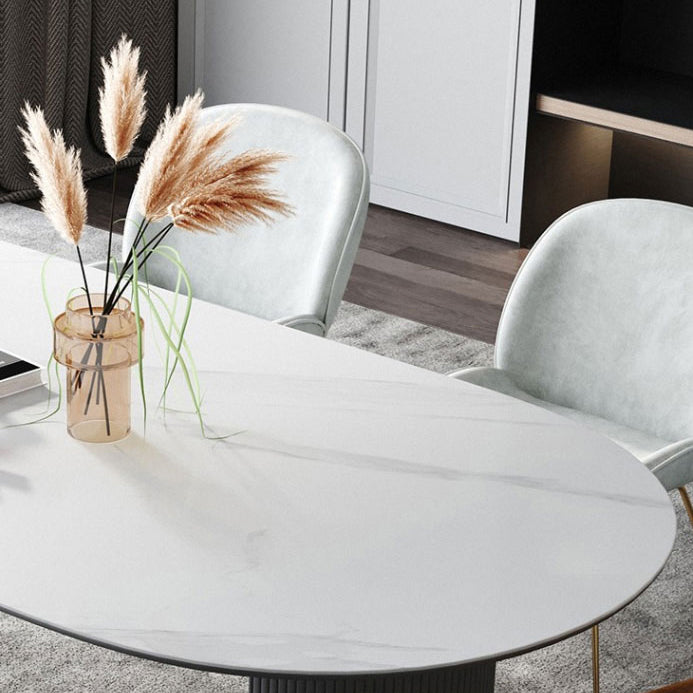 Sintered Stone Top Modern White Table for Restaurant Irregular Dining Table with 3 Legs