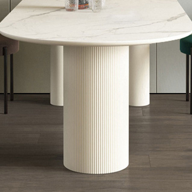 Sintered Stone Top Modern White Table for Restaurant Irregular Dining Table with 3 Legs
