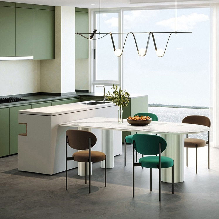 Sintered Stone Top Modern White Table for Restaurant Irregular Dining Table with 3 Legs