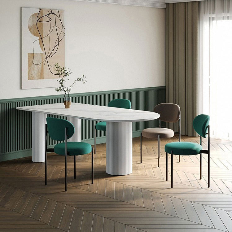 Sintered Stone Top Modern White Table for Restaurant Irregular Dining Table with 3 Legs