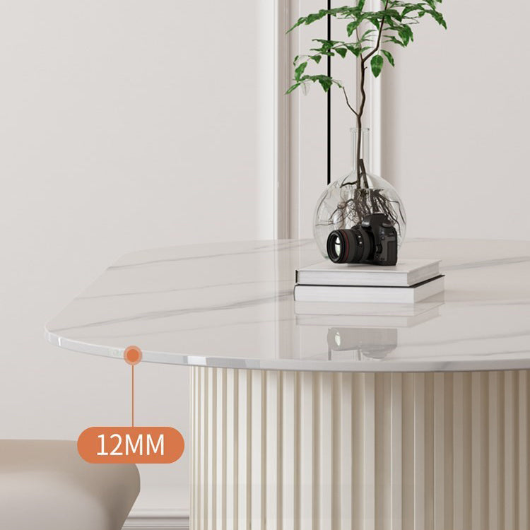 Sintered Stone White Table for Restaurant Modern Dining Table with Double Pedestal Base