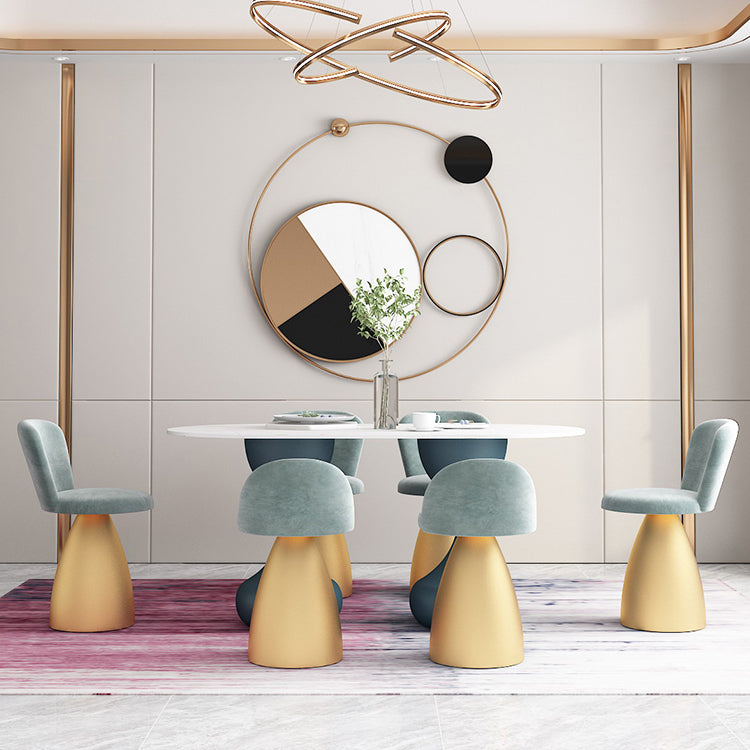 Oval Sintered Stone Table for Restaurant Modern Dining Table with Double Pedestal Base