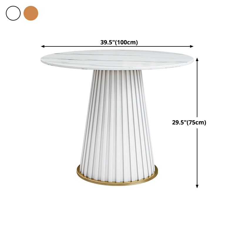 Luxury Sintered Stone Top Dining Table Restaurant Round Table with Metal Pedestal Base