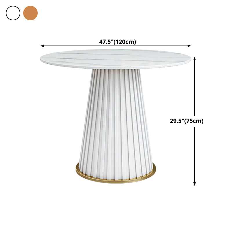 Luxury Sintered Stone Top Dining Table Restaurant Round Table with Metal Pedestal Base