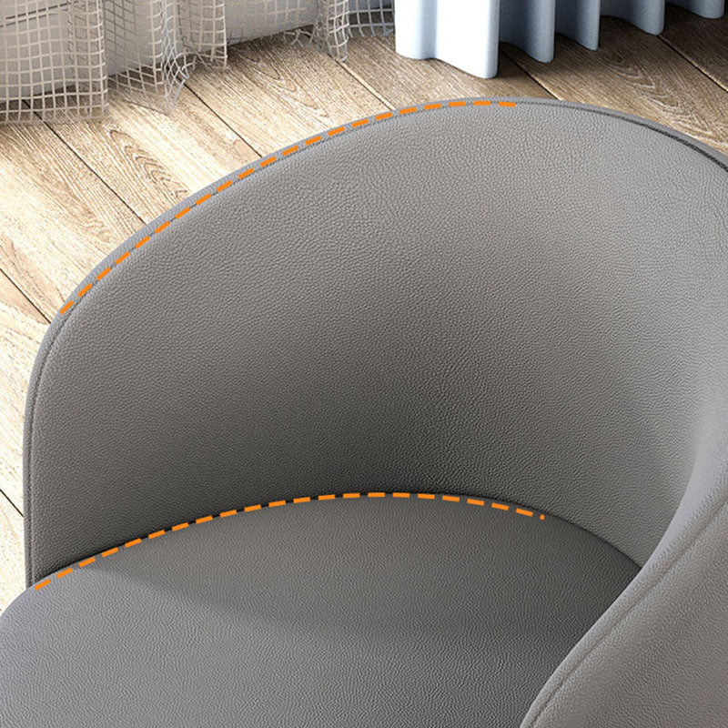 Contemporary Leather Home Arm Chair Solid Back Matte Finish Dining Chair