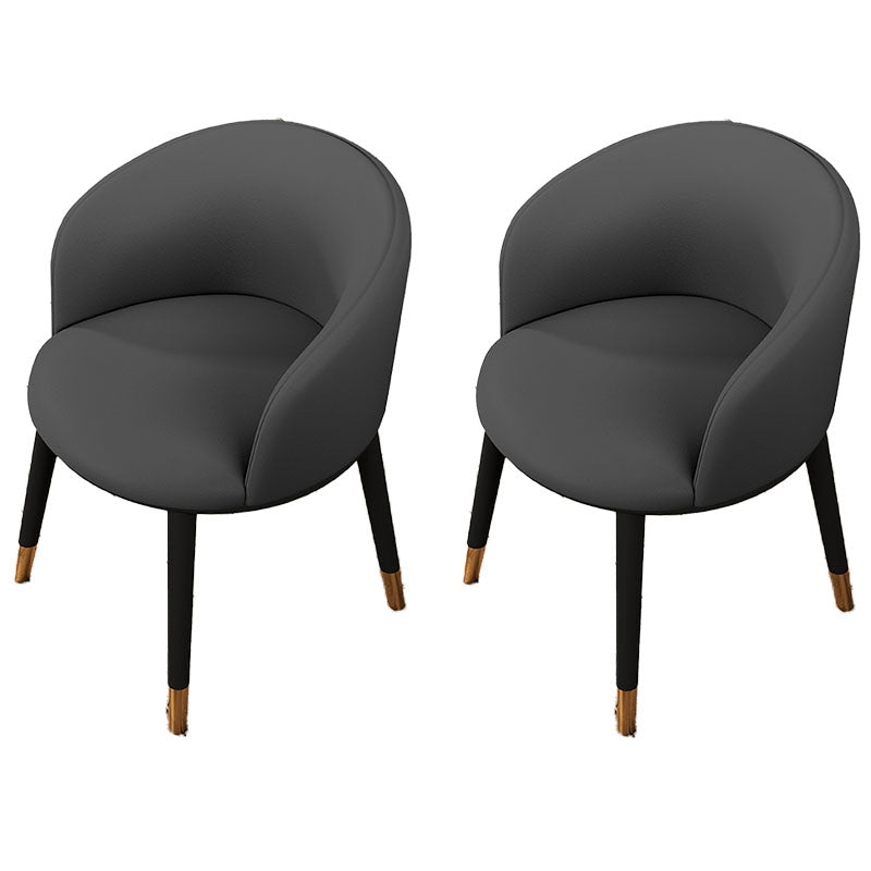 Contemporary Leather Home Arm Chair Solid Back Matte Finish Dining Chair