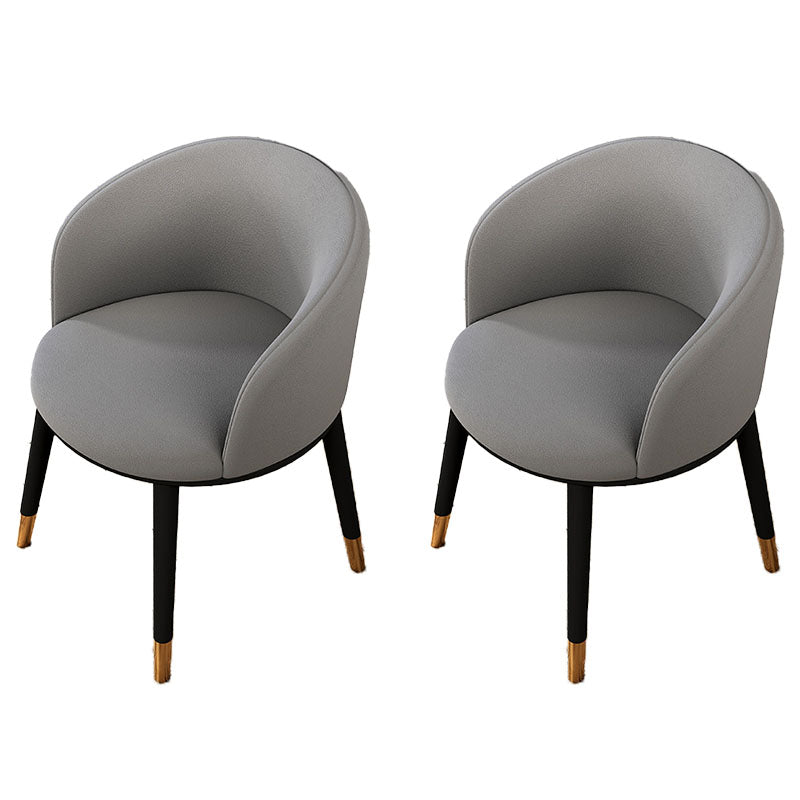 Contemporary Leather Home Arm Chair Solid Back Matte Finish Dining Chair