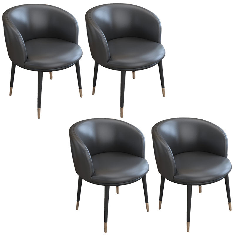 Silla de comedor de cuero con respaldo sólido y acabado mate para el hogar contemporáneo