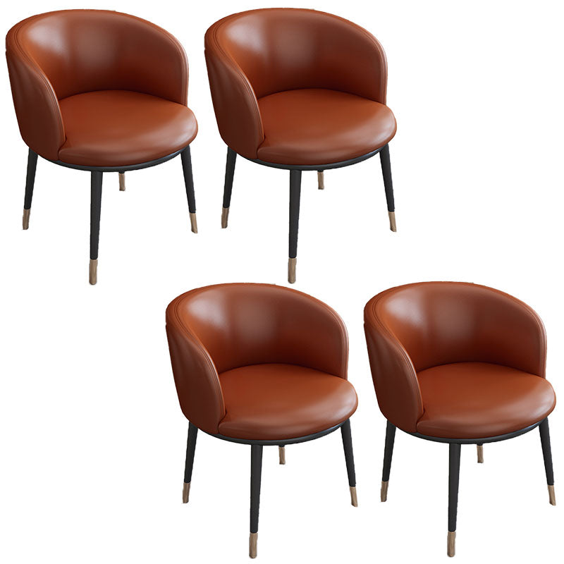 Silla de comedor de cuero con respaldo sólido y acabado mate para el hogar contemporáneo