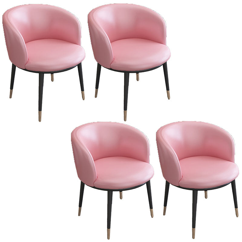 Silla de comedor de cuero con respaldo sólido y acabado mate para el hogar contemporáneo