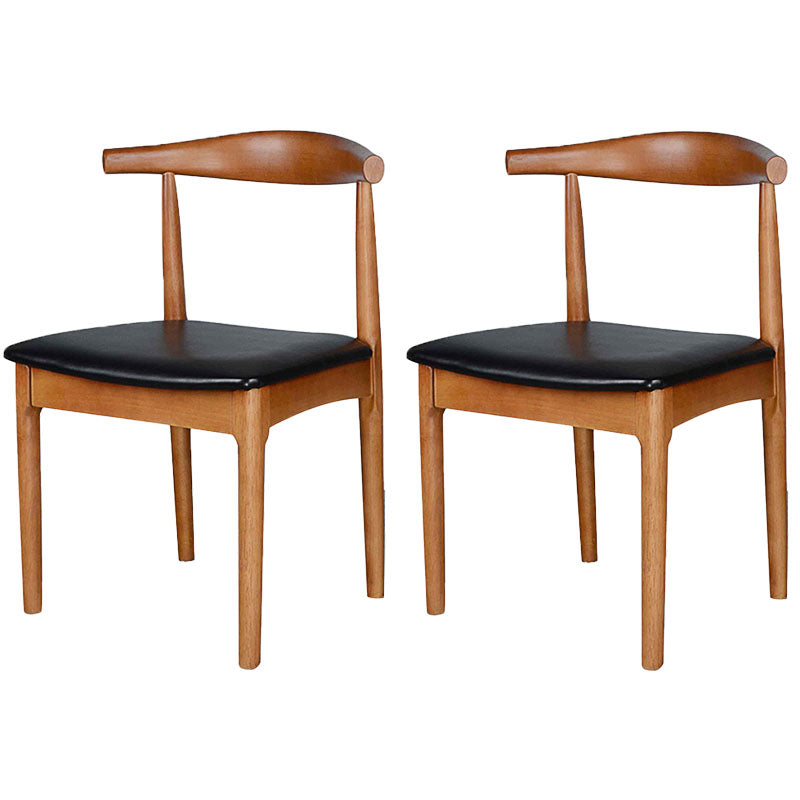 Silla lateral escandinava de madera de caucho con respaldo abierto, silla de comedor tapizada en nogal