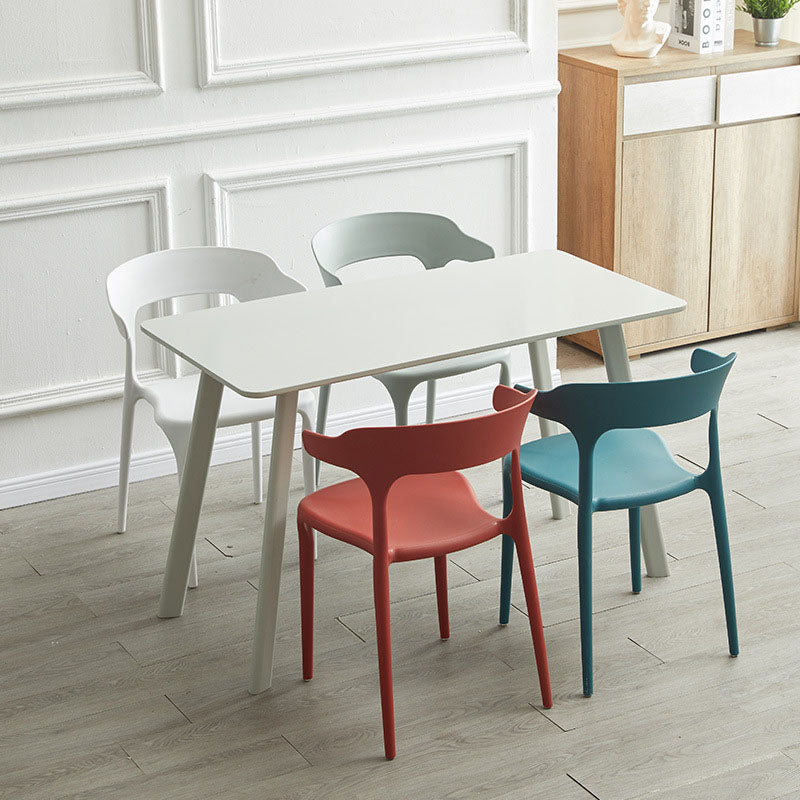Silla de comedor de plástico escandinavo, sillón de cocina, silla con respaldo abierto