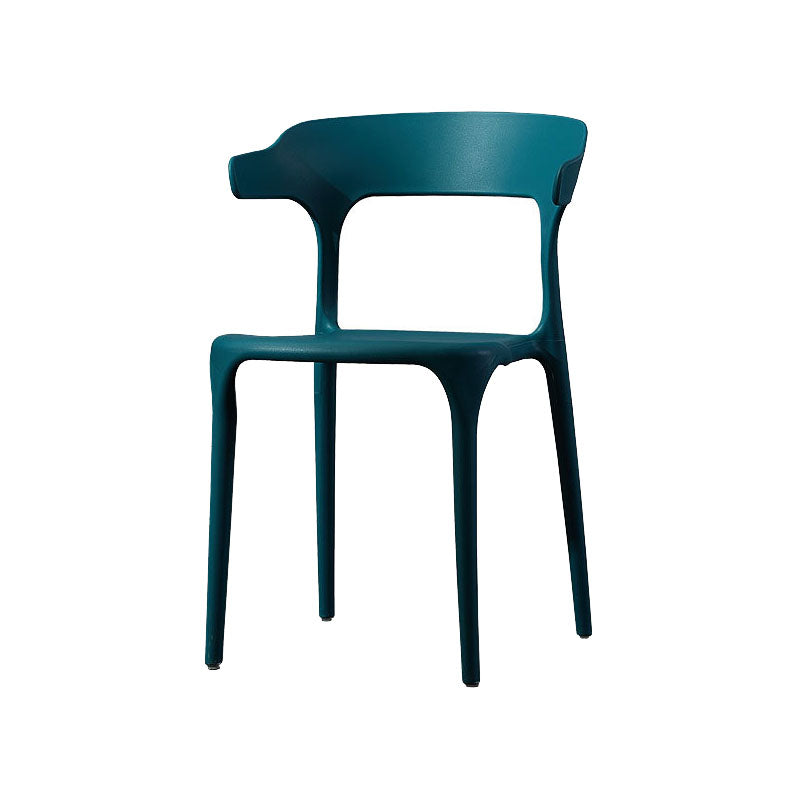 Silla de comedor de plástico escandinavo, sillón de cocina, silla con respaldo abierto