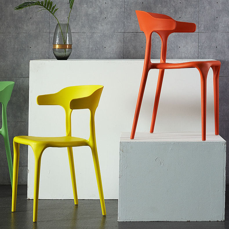 Silla de comedor de plástico escandinavo, sillón de cocina, silla con respaldo abierto
