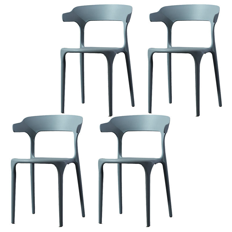 Silla de comedor de plástico escandinavo, sillón de cocina, silla con respaldo abierto