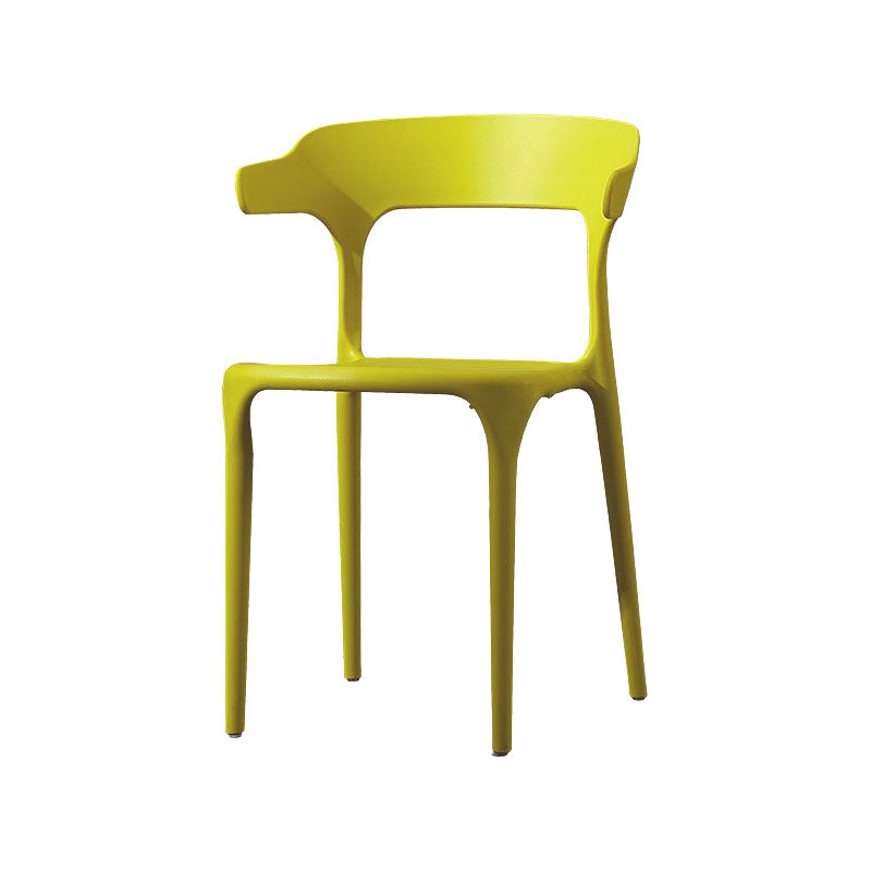 Silla de comedor de plástico escandinavo, sillón de cocina, silla con respaldo abierto