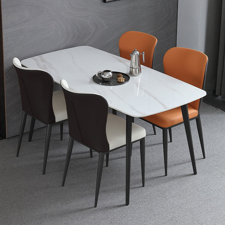 Sillas laterales de comedor con respaldo sólido contemporáneo Silla auxiliar de comedor de cuero para cocina