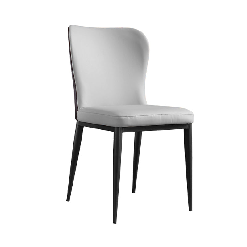 Sillas laterales de comedor con respaldo sólido contemporáneo Silla auxiliar de comedor de cuero para cocina