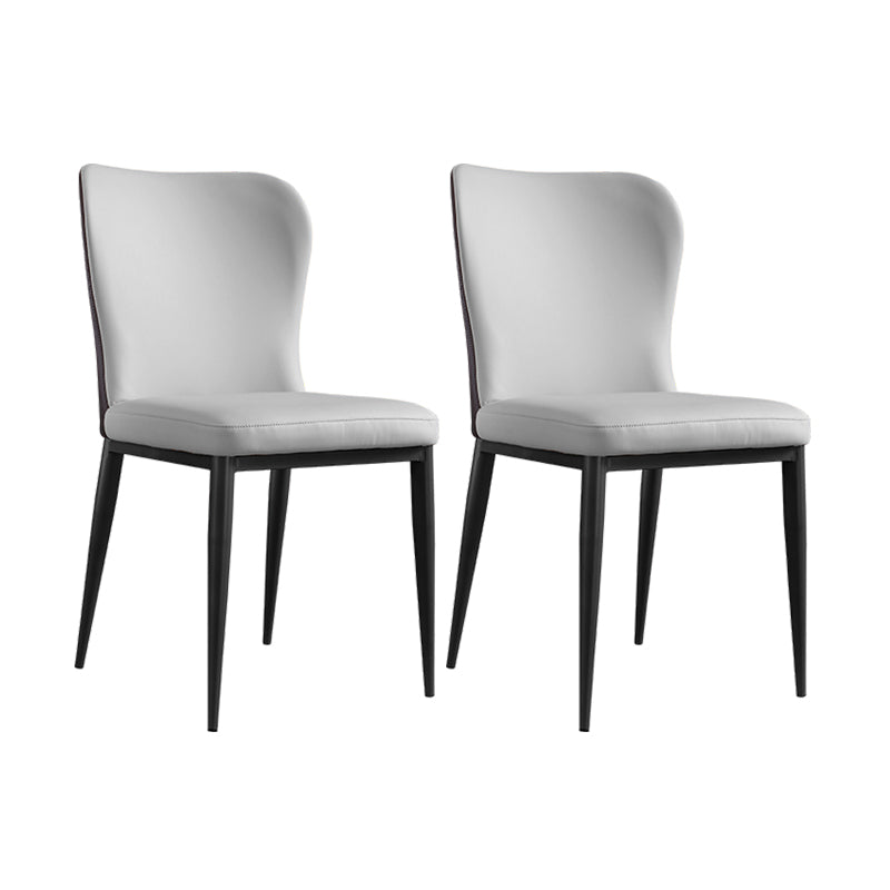 Sillas laterales de comedor con respaldo sólido contemporáneo Silla auxiliar de comedor de cuero para cocina