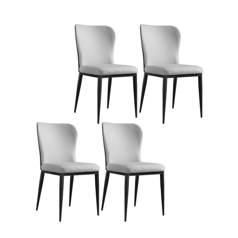 Sillas laterales de comedor con respaldo sólido contemporáneo Silla auxiliar de comedor de cuero para cocina