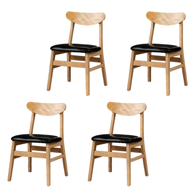 Silla lateral casera tapizada escandinava Silla de comedor natural con respaldo abierto
