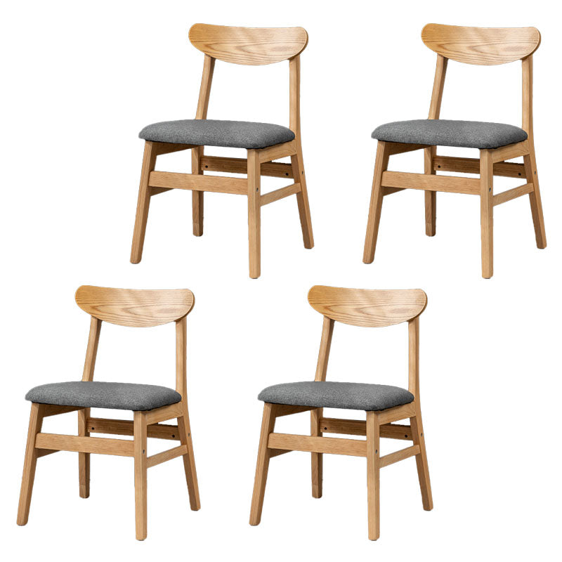 Silla lateral casera tapizada escandinava Silla de comedor natural con respaldo abierto