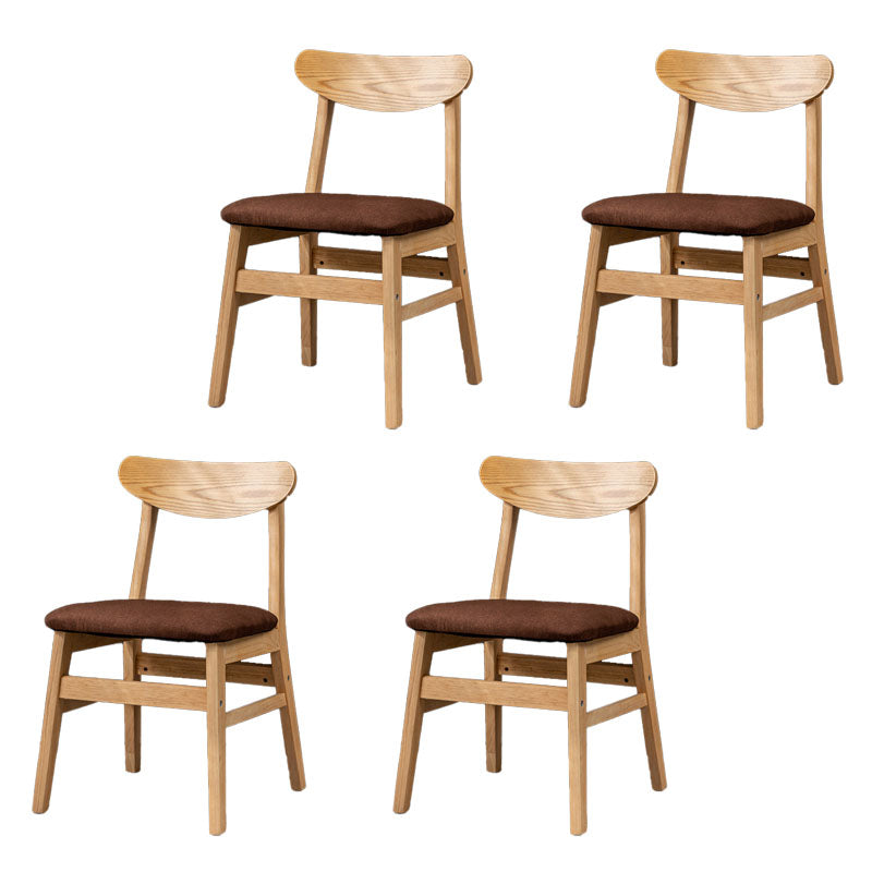 Silla lateral casera tapizada escandinava Silla de comedor natural con respaldo abierto