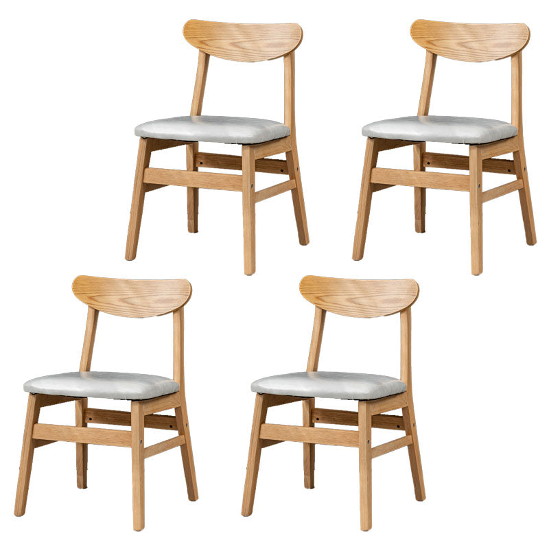 Silla lateral casera tapizada escandinava Silla de comedor natural con respaldo abierto