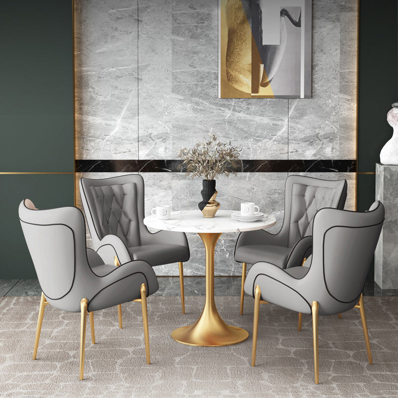 1/3/4/5 Pcs Metal Scandinavian Dining Room Set with Round Table Dinette Set