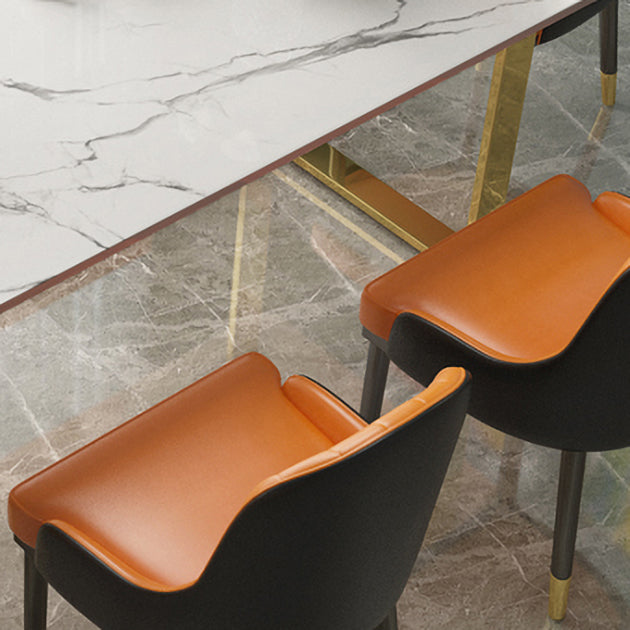 Luxury 1/2/5/7 Pieces Dining Set Sintered Stone Dining Table Set with Leather Chairs