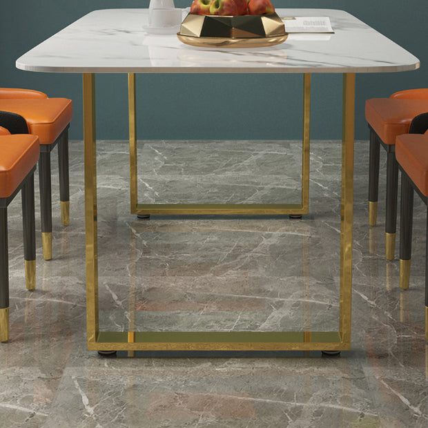 Luxury 1/2/5/7 Pieces Dining Set Sintered Stone Dining Table Set with Leather Chairs