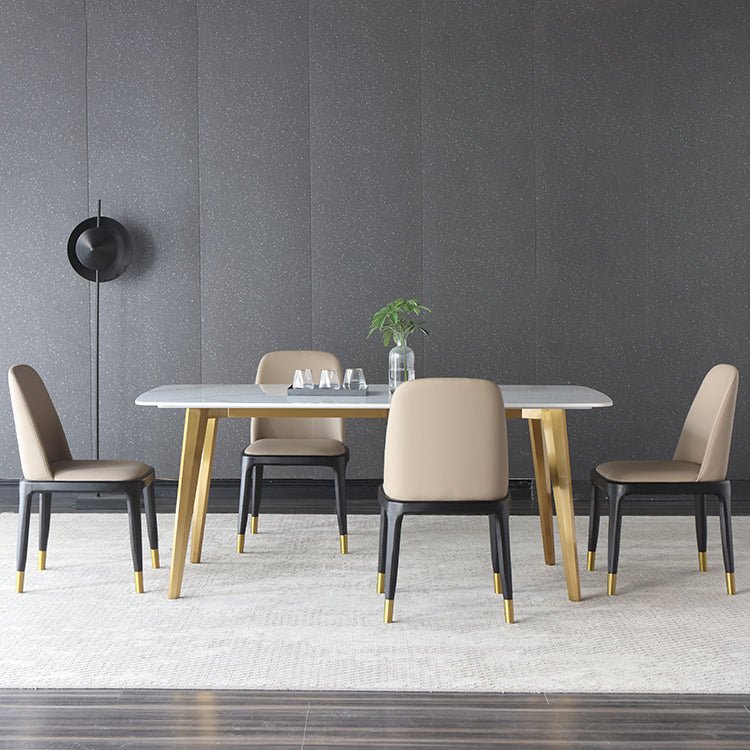 1/4/5/7 Pcs Metal Glam Dining Room Set with Rectangle Table Dining Set